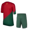 Kids Portugal Home Soccer Jersey Kits(Jersey+Shorts) 2022/23 - worldjerseyshop