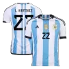 Men's Argentina L. MARTINEZ #22 Home Soccer Short Sleeves Jersey 2022 - worldjerseyshop