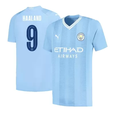 Men's Manchester City HAALAND #9 Home Soccer Short Sleeves Jersey 2023/24 - UCL - worldjerseyshop