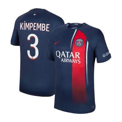 Men's PSG KIMPEMBE #3 Home Soccer Short Sleeves Jersey 2023/24 - worldjerseyshop