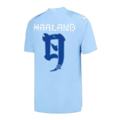 Men's Manchester City HAALAND #9 Home Soccer Short Sleeves Jersey 2023/24 - Japanese Tour Printing - worldjerseyshop