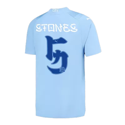 Men's Manchester City STONES #5 Home Soccer Short Sleeves Jersey 2023/24 - Japanese Tour Printing - worldjerseyshop