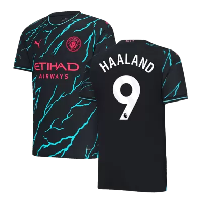 Men's Manchester City HAALAND #9 Third Away Soccer Short Sleeves Jersey 2023/24 - worldjerseyshop