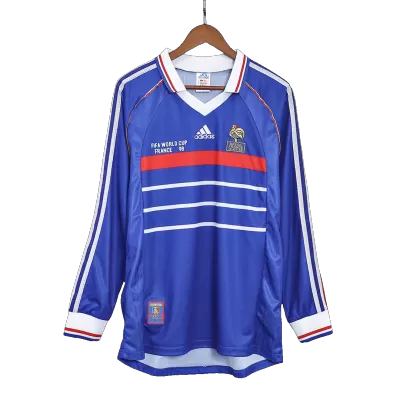 Men's France Retro Home Soccer Long Sleeves Jersey 1998 - worldjerseyshop