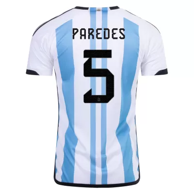 Men's Argentina PAREDES #5 Home Soccer Short Sleeves Jersey 2022 - worldjerseyshop