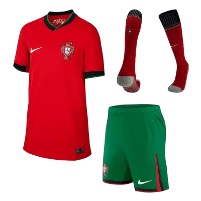 Kids's Portugal Home Soccer Whole Kits(Jerseys+Shorts+Socks) 2024 - worldjerseyshop