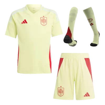 Kids's Spain Away Soccer Whole Kits(Jerseys+Shorts+Socks) 2024 - worldjerseyshop