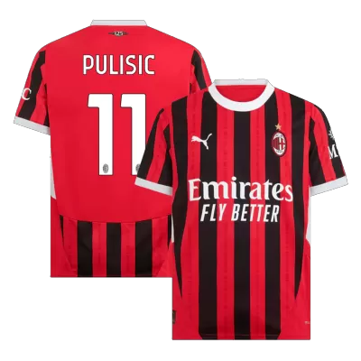 Men's AC Milan PULISIC #11 Home Soccer Short Sleeves Jersey 2024/25 - worldjerseyshop