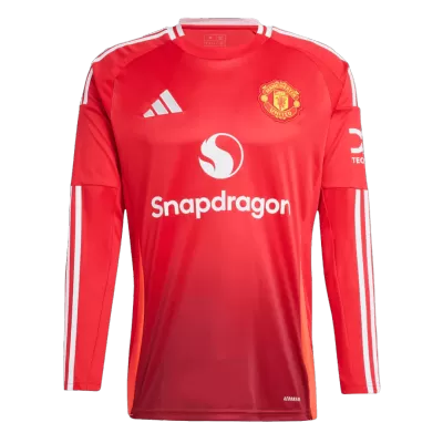 Men's Manchester United Home Soccer Long Sleeves Jersey 2024/25 - worldjerseyshop