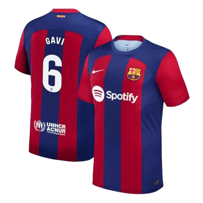 Men's Barcelona GAVI #6 Home Soccer Short Sleeves Jersey 2023/24 - worldjerseyshop