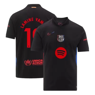 Men's Barcelona LAMINE YAMAL #19 Away Soccer Short Sleeves Jersey 2024/25 - Spotify Logo Without Text - worldjerseyshop