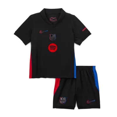 Kids Barcelona Away Soccer Jersey Kits(Jersey+Shorts) 2024/25 - Spotify Logo Without Text - worldjerseyshop