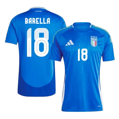 Men's Italy BARELLA #18 Home Soccer Short Sleeves Jersey 2024 - worldjerseyshop