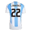 Men's Argentina L.MARTÍNEZ #22 Home Soccer Short Sleeves Jersey 2024 - worldjerseyshop