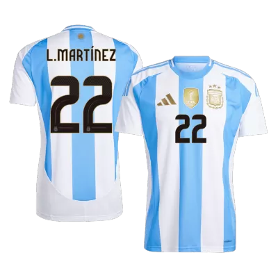 Men's Argentina L.MARTÍNEZ #22 Home Soccer Short Sleeves Jersey 2024 - worldjerseyshop